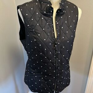 Talbots Pola Dot Vest, Size Small Navy and White